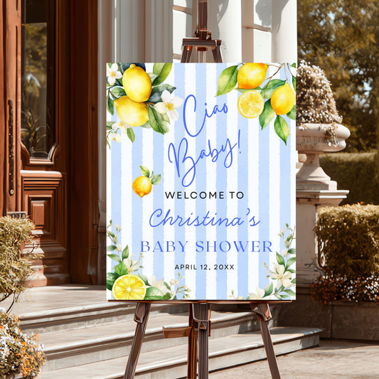 Ciao Baby Adorable Blue Citrus Baby Shower Welcome Sign