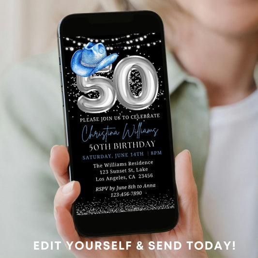 50th Birthday Western Cowboy Invitation