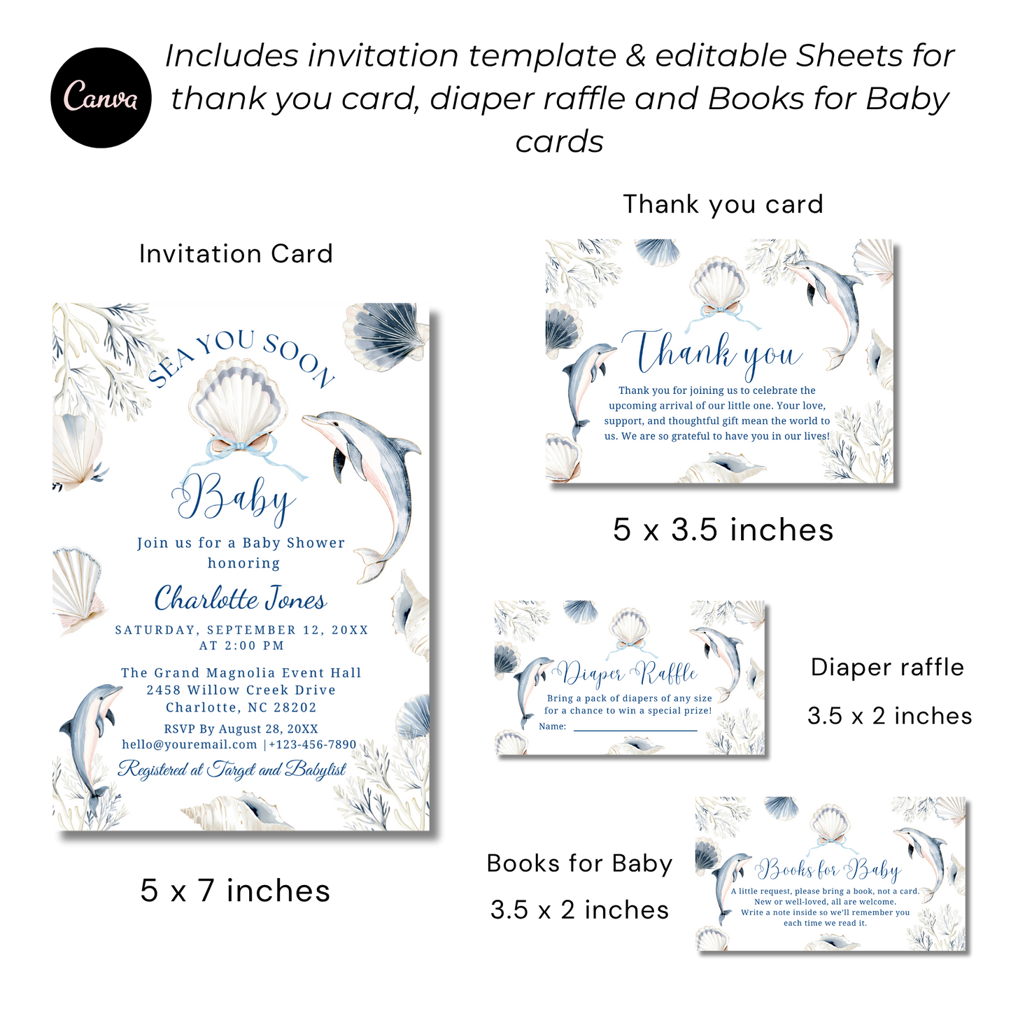 Coastal Baby Shower Boy Invitation Bundle