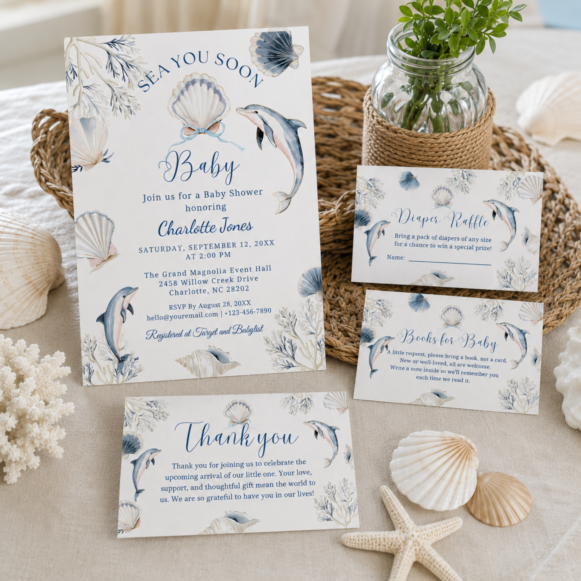 Coastal Baby Shower Boy Invitation Bundle