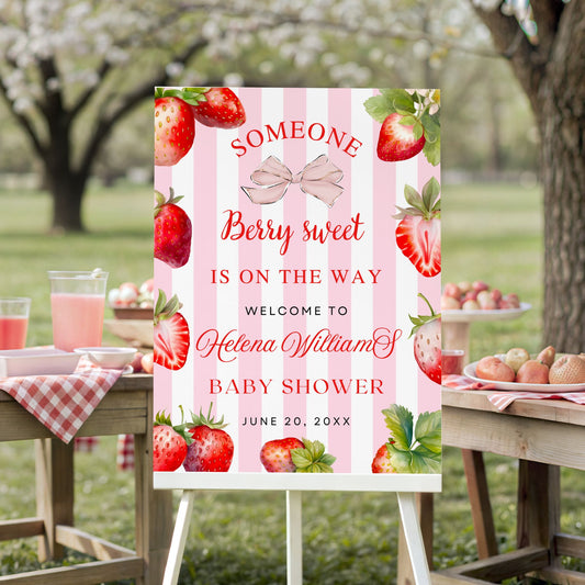 Someone Sweet Berry Is On The Way Baby Shower Welcome Sign