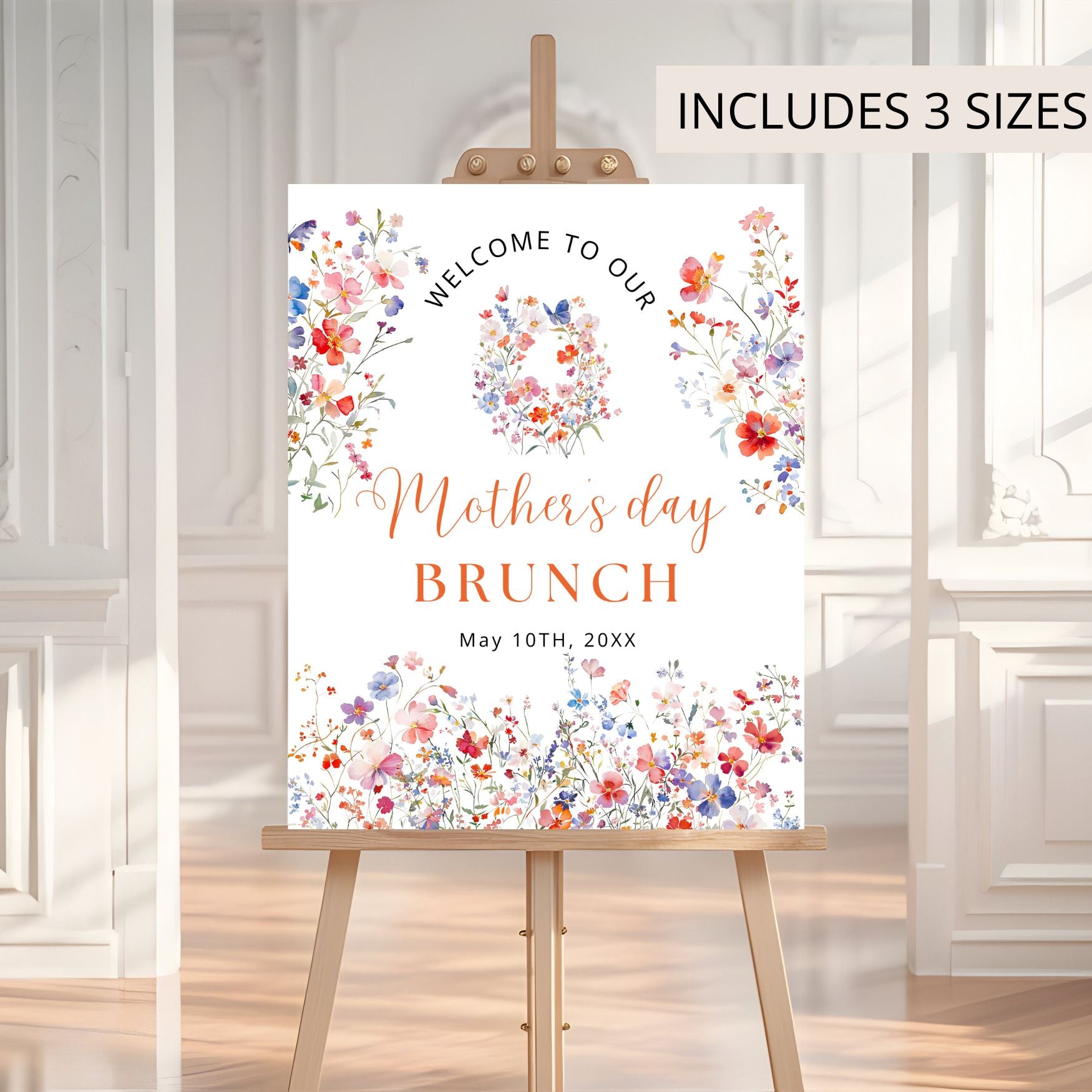 Elegant Wildflowers Mothers Day Brunch Welcome Sign