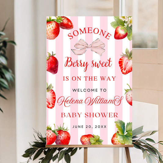 Someone Sweet Berry Is On The Way Baby Shower Welcome Sign