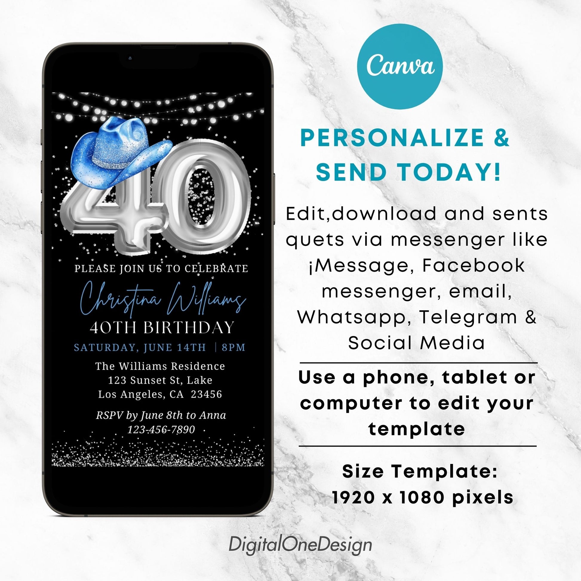 Western Rodeo 40th Birthday Party Invitation