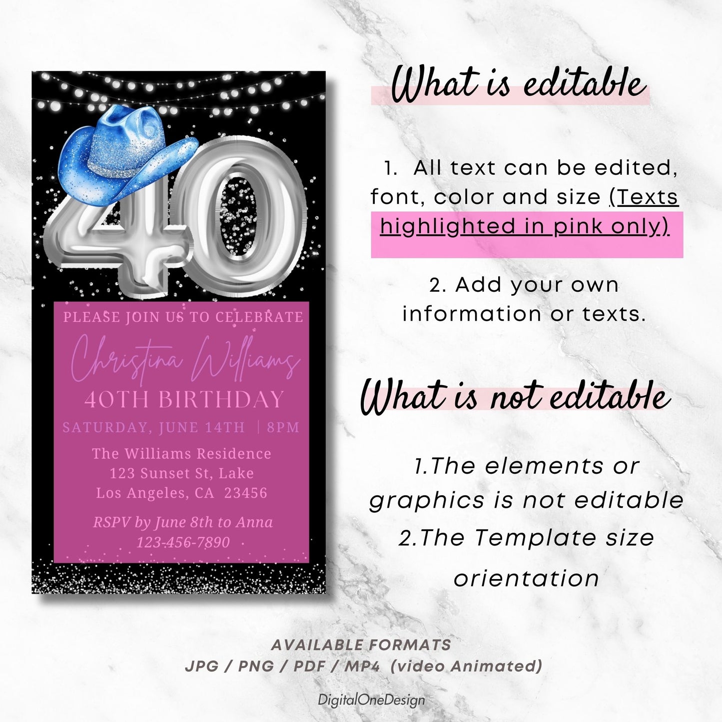 Western Rodeo 40th Birthday Party Invitation