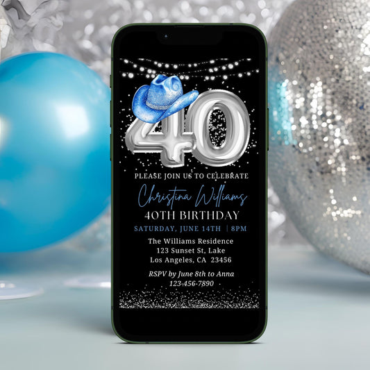 Western Rodeo 40th Birthday Party Invitation