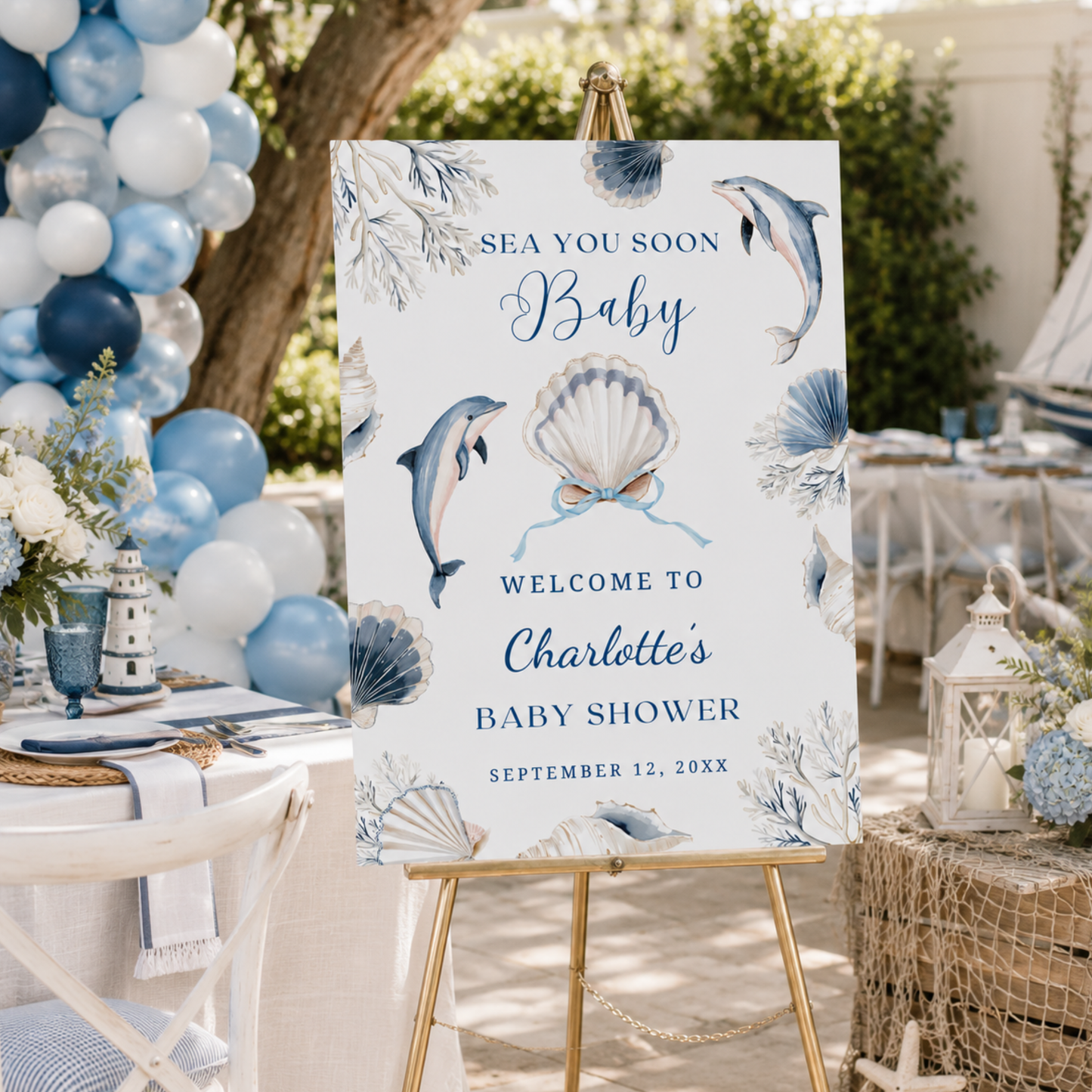 Coastal Baby Shower Welcome Sign