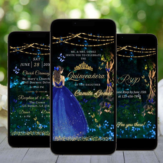 Enchanted Forest Blue Princess Birthday Invitation video