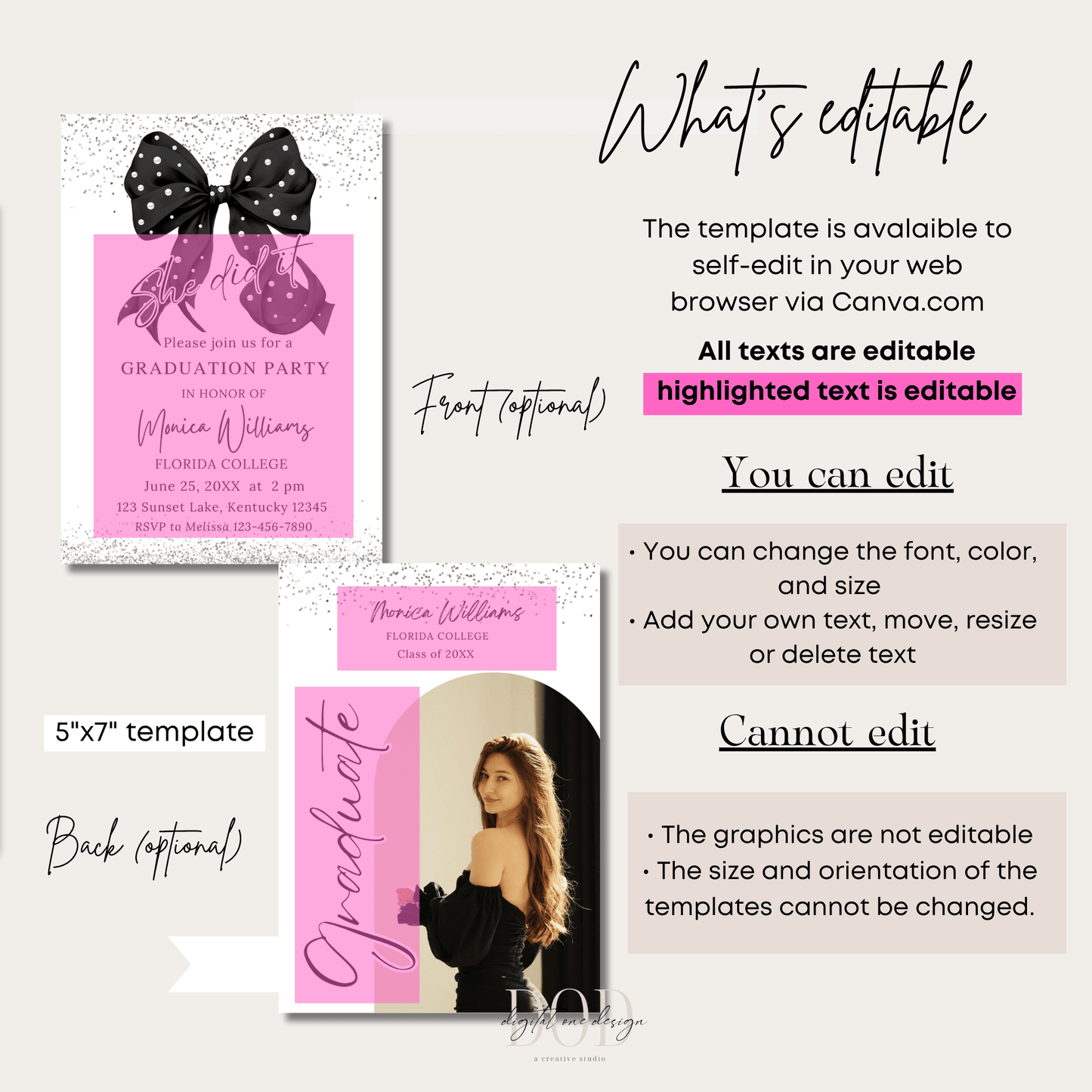 Editable Graduation Invitation in Canva
