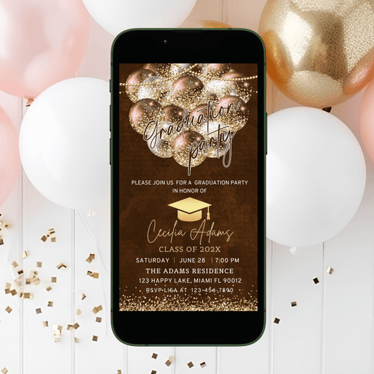 Brown and Gold Graduation Party invitation