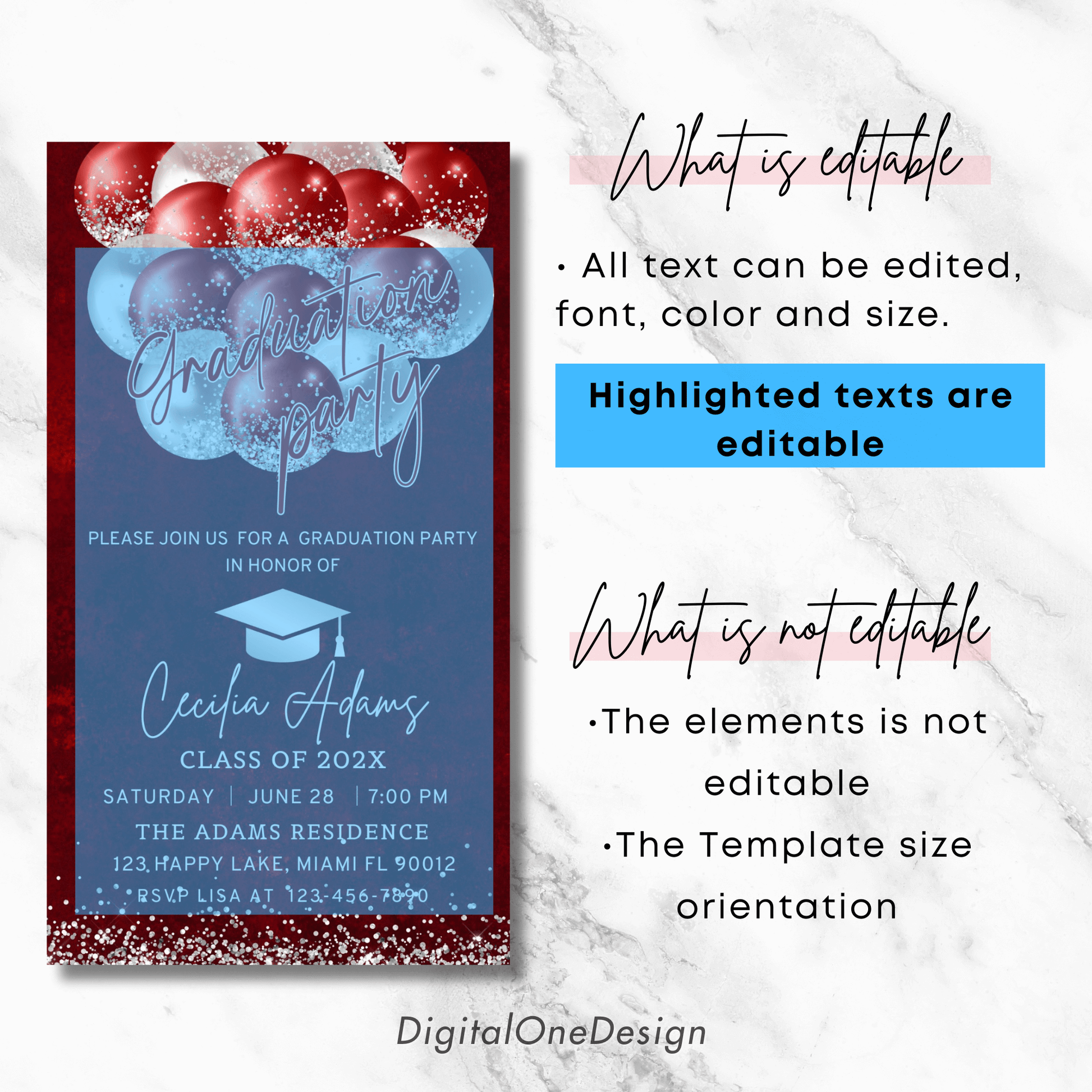 Editable Graduation Invite