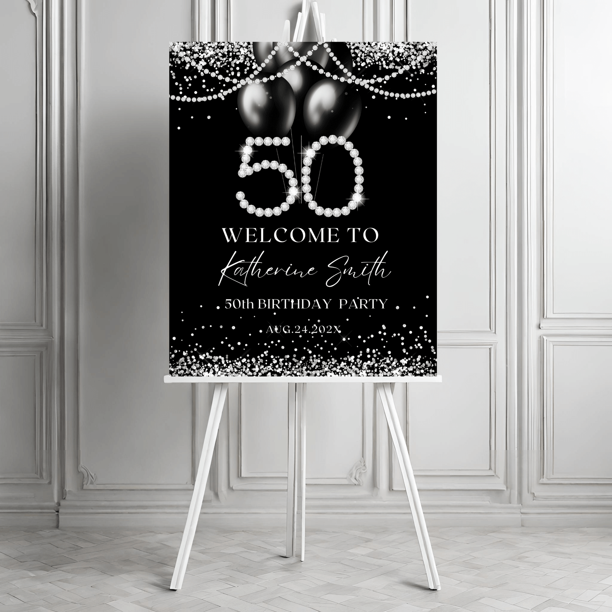 elegant 50th birthday welcome sign printable