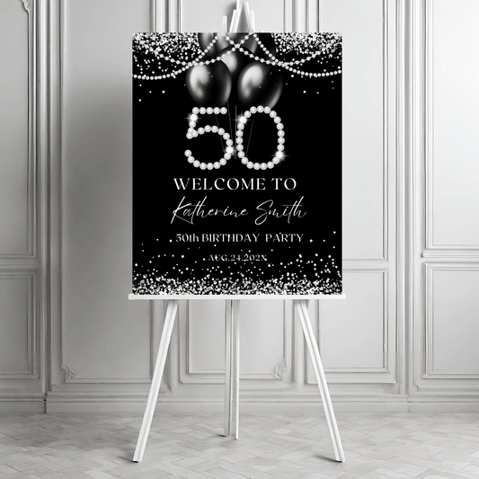 elegant 50th birthday welcome sign printable