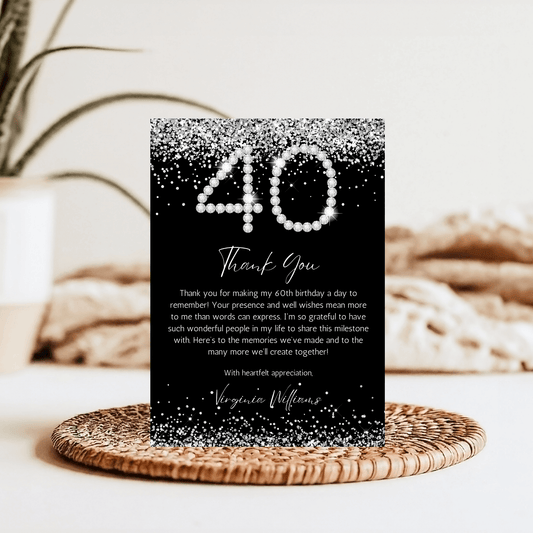 40th Birthday Thank you card