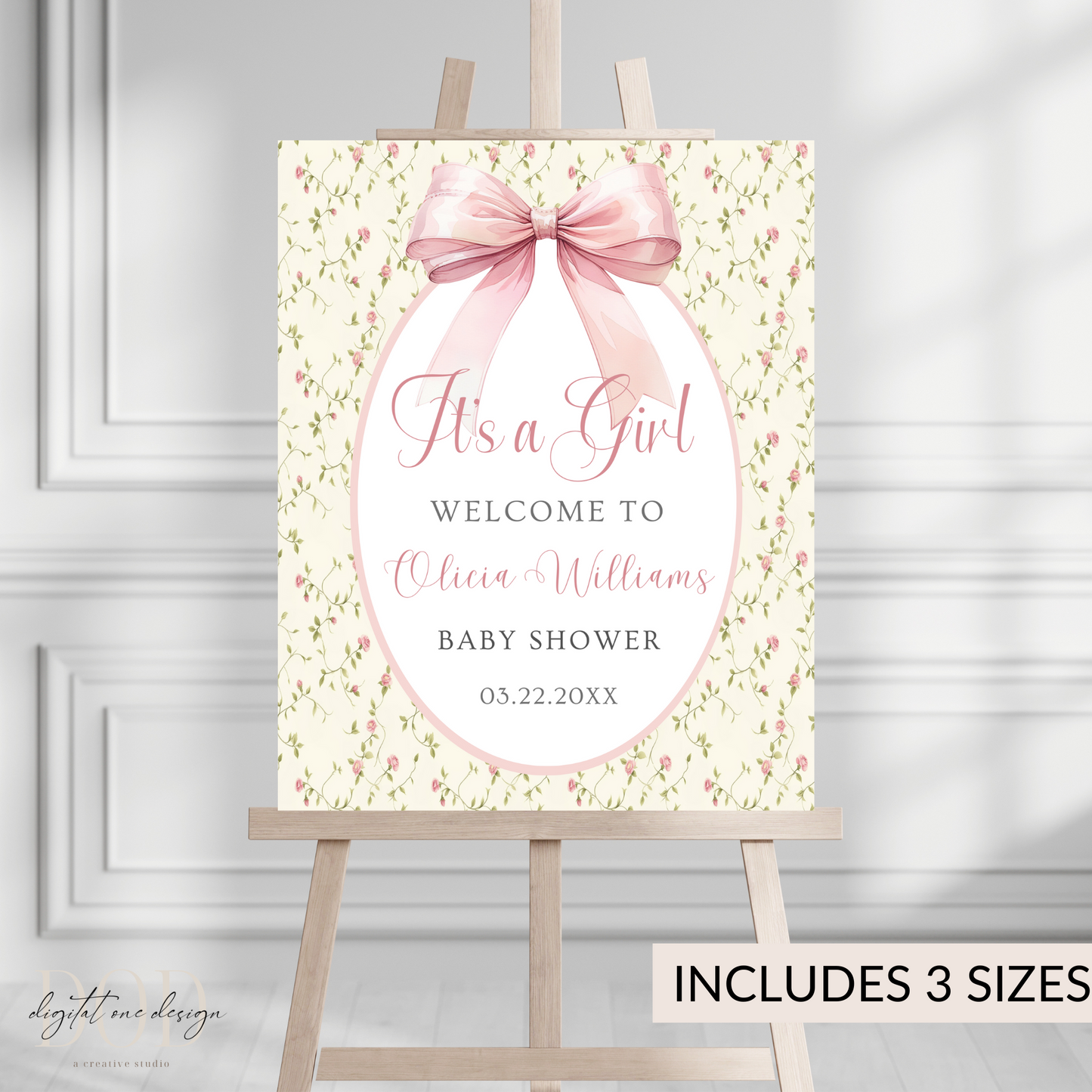 Editable preppy baby shower welcome sign