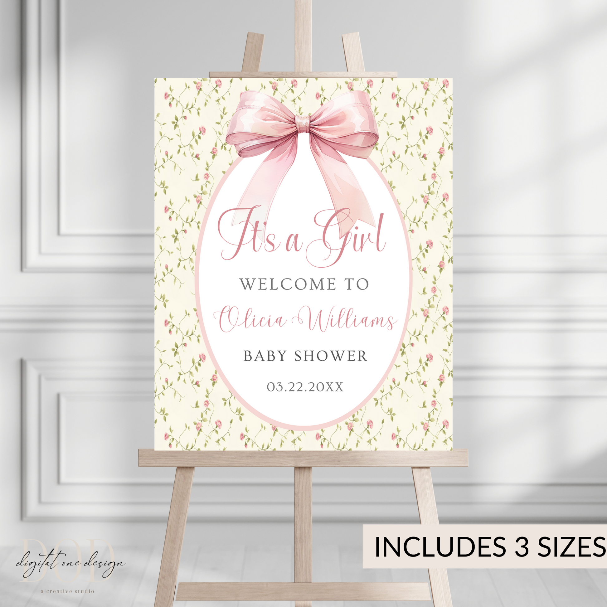 Editable preppy baby shower welcome sign