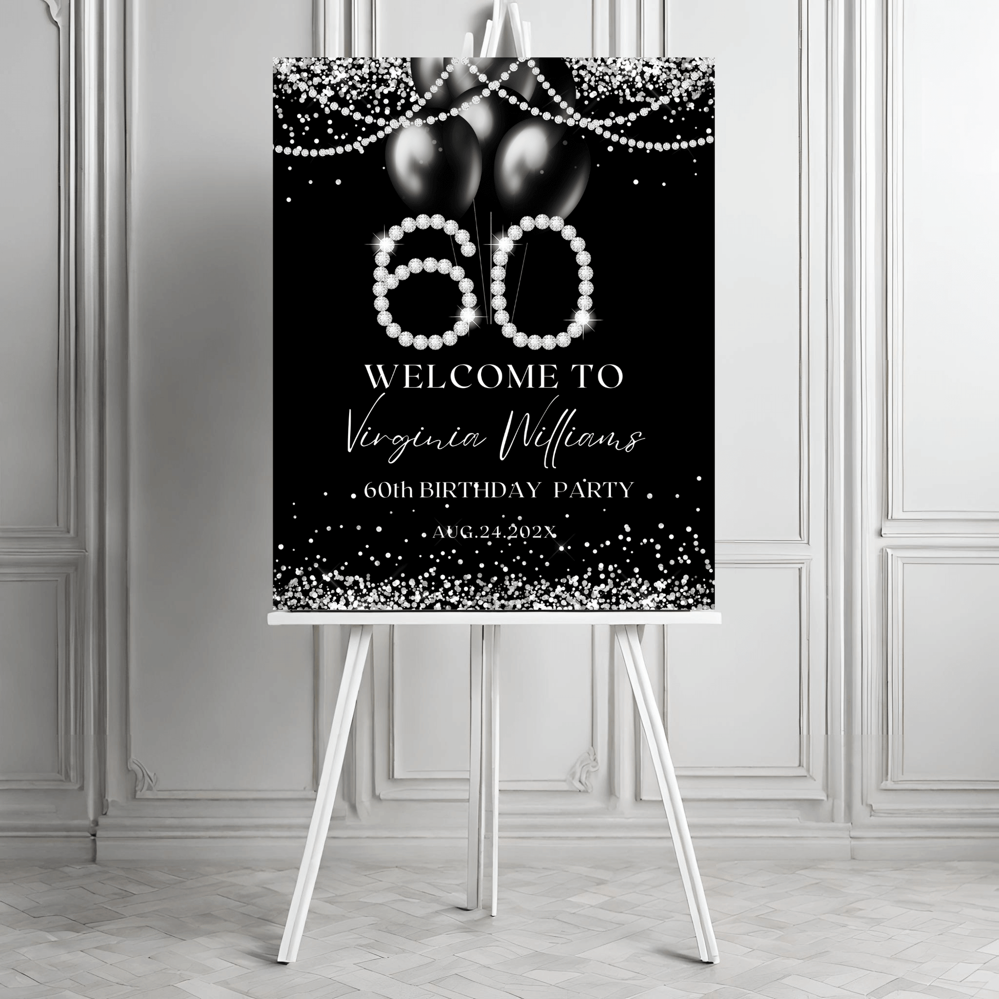 60th Diamonds Birthday Party welcome Sign