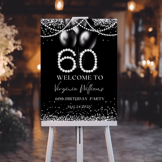 Luxury Diamonds 60th Birthday Sign  template