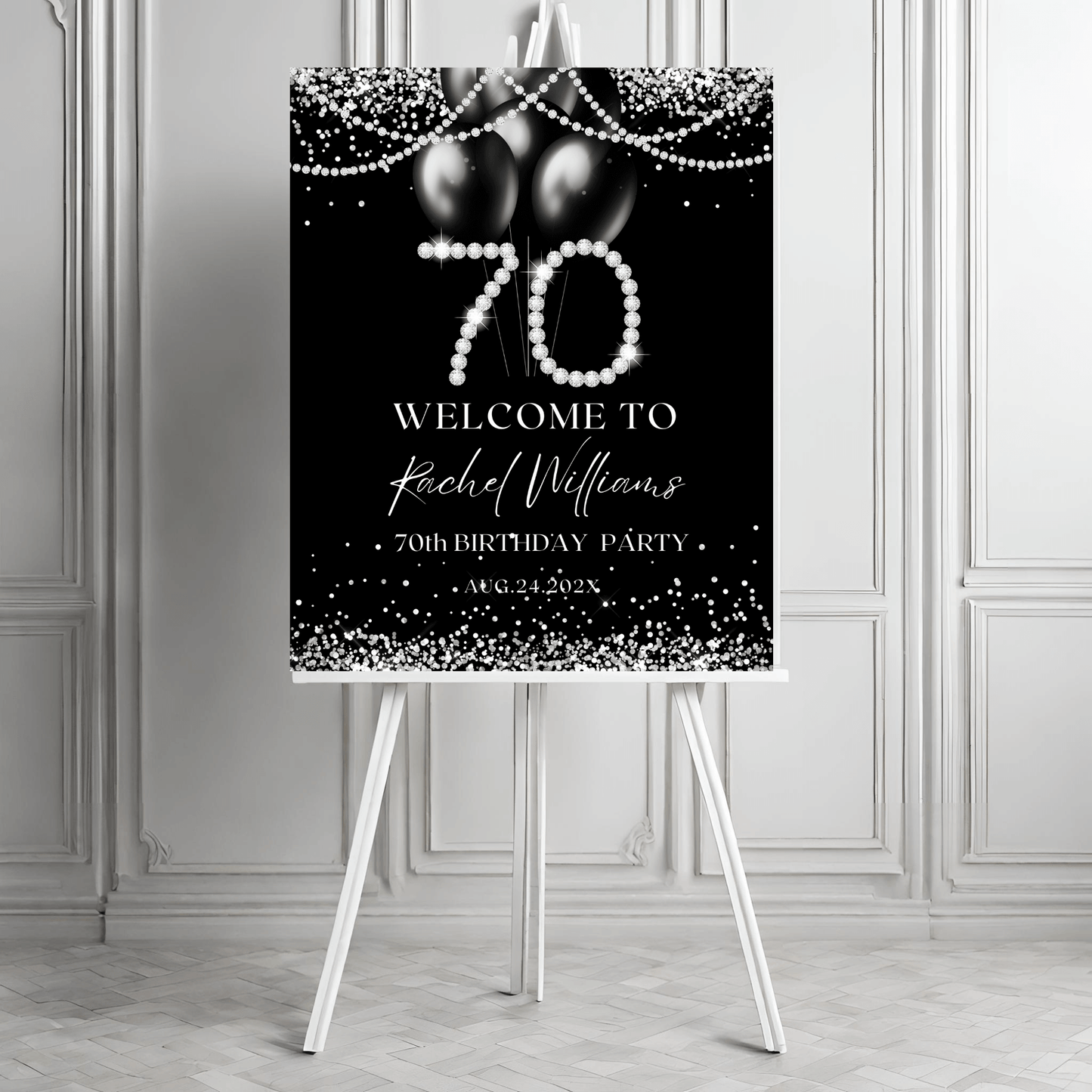 Diamond 70th Birthday Party Welcome Sign Template