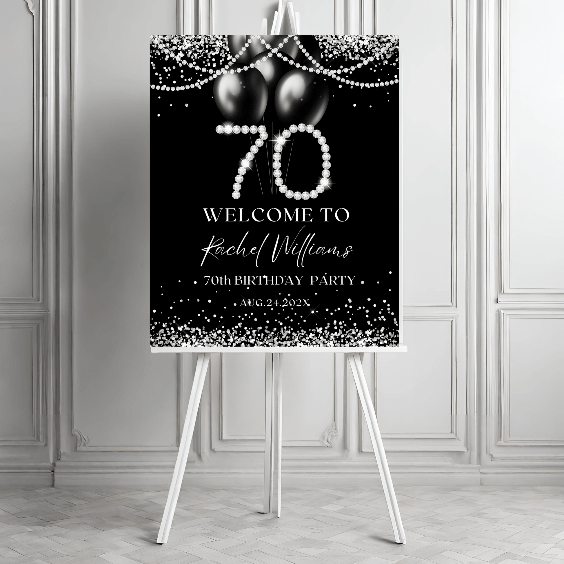 Diamond 70th Birthday Party Welcome Sign Template