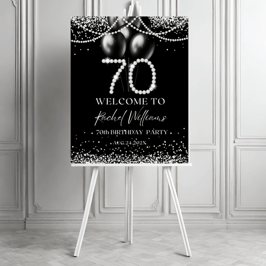 Diamond 70th Birthday Party Welcome Sign Template