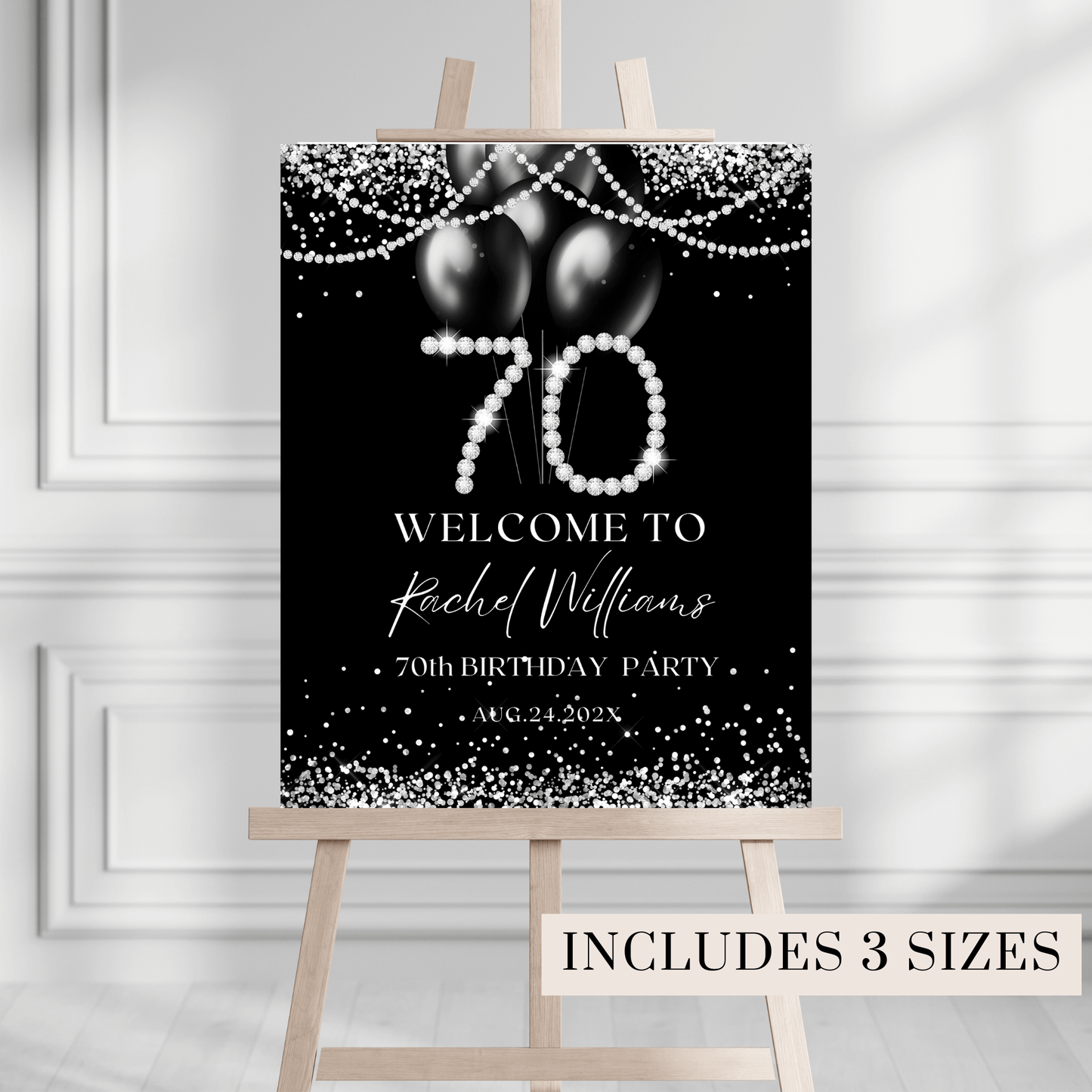 Editable Luxury 70th Birthday Party Invitation
