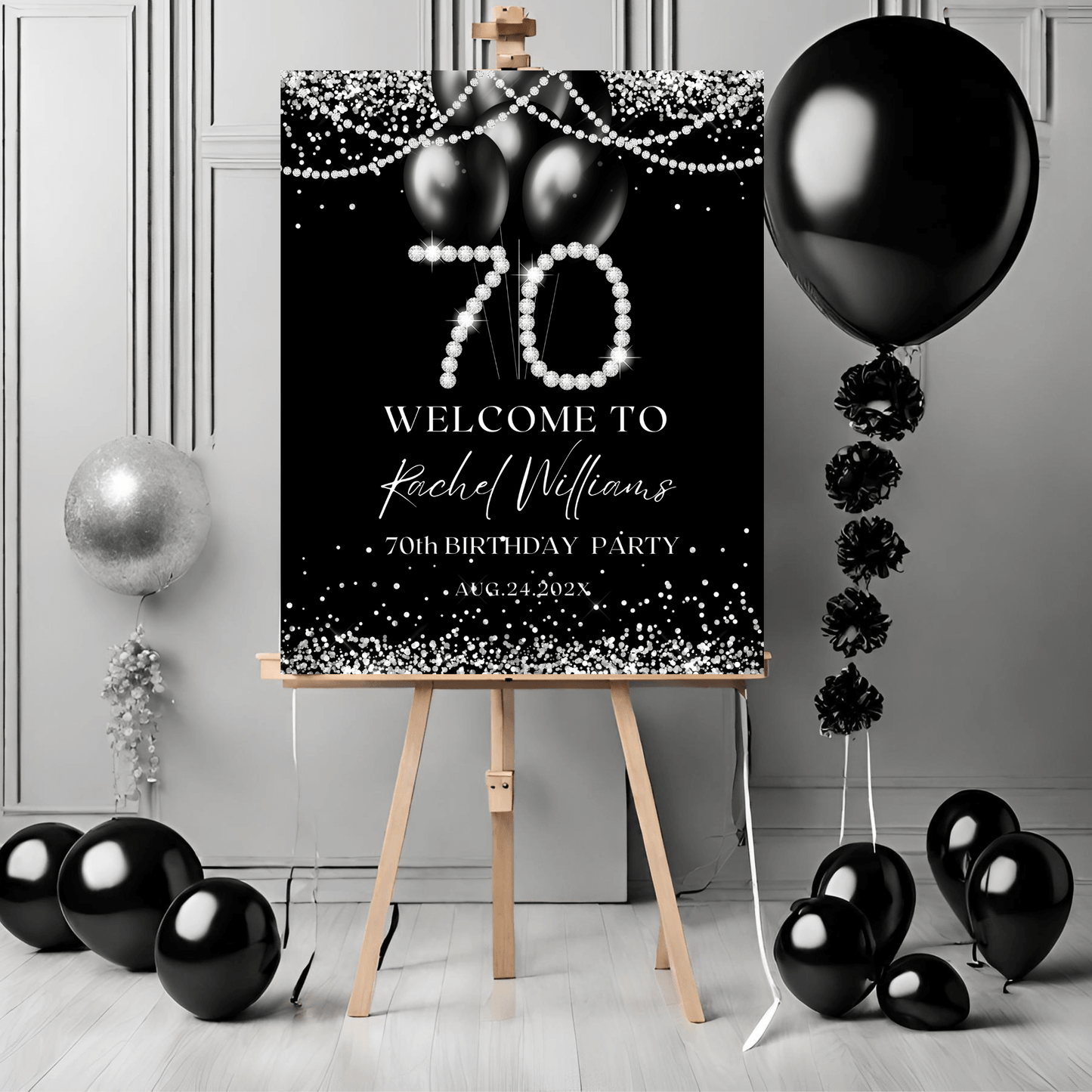 Diamonds 70th Birthday Party welcome Sign