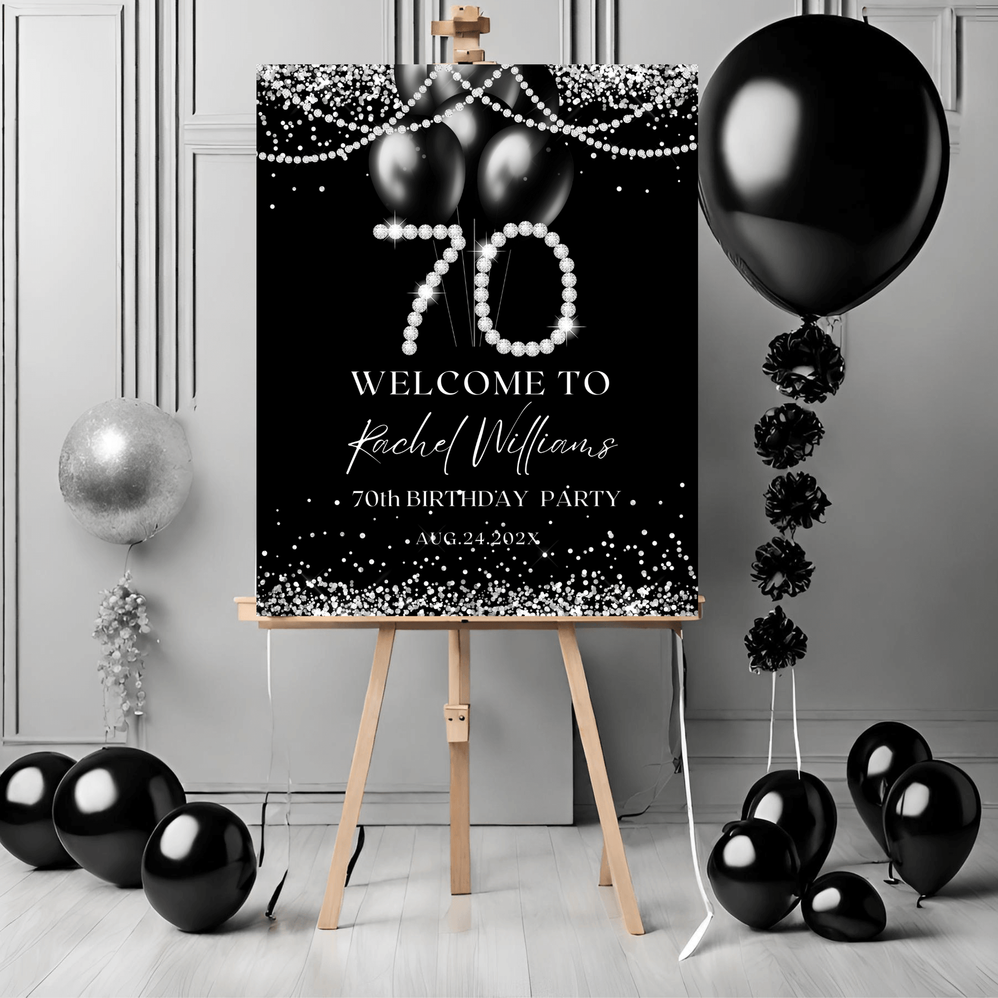Diamonds 70th Birthday Party welcome Sign