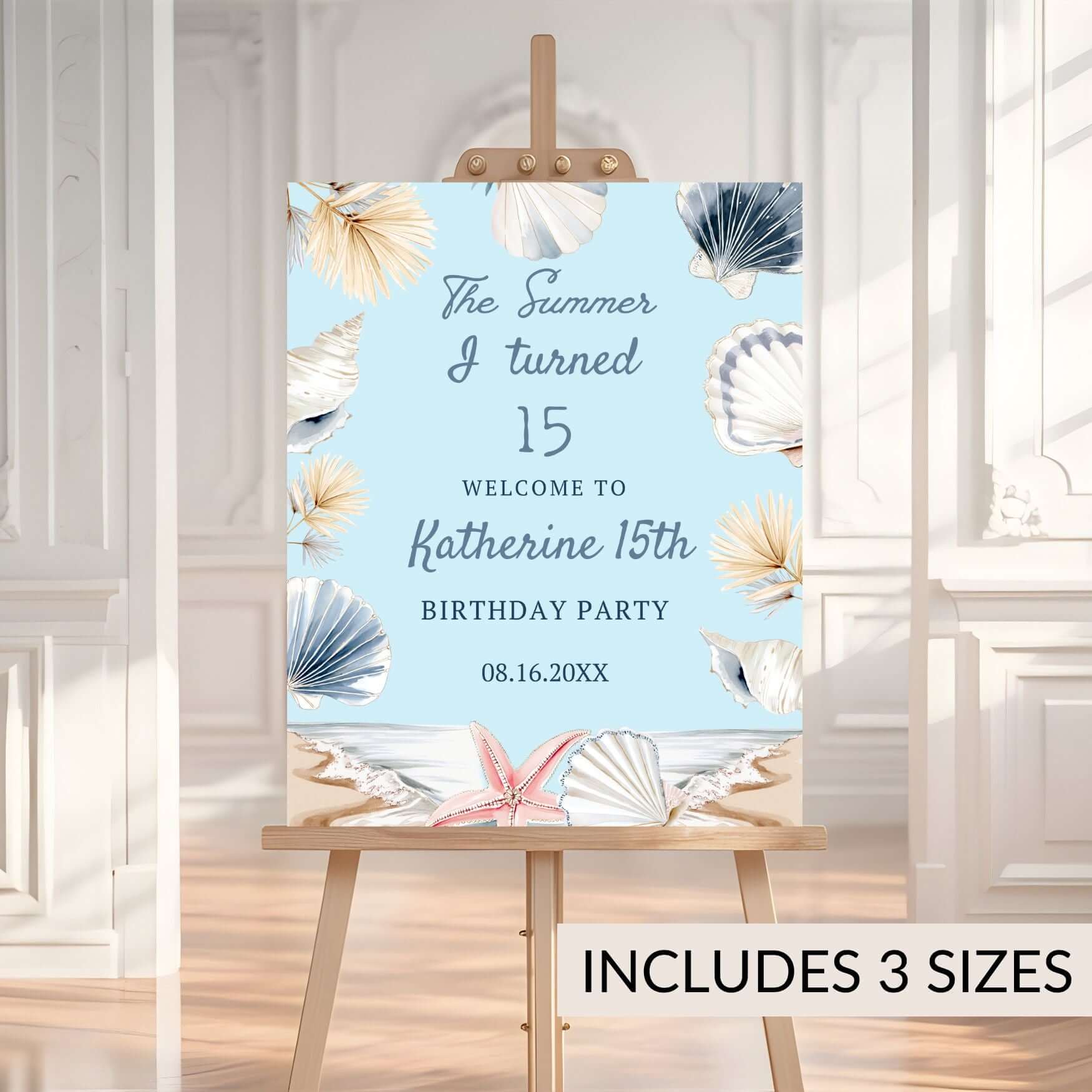 Coastal Beach Birthday Welcome Sign