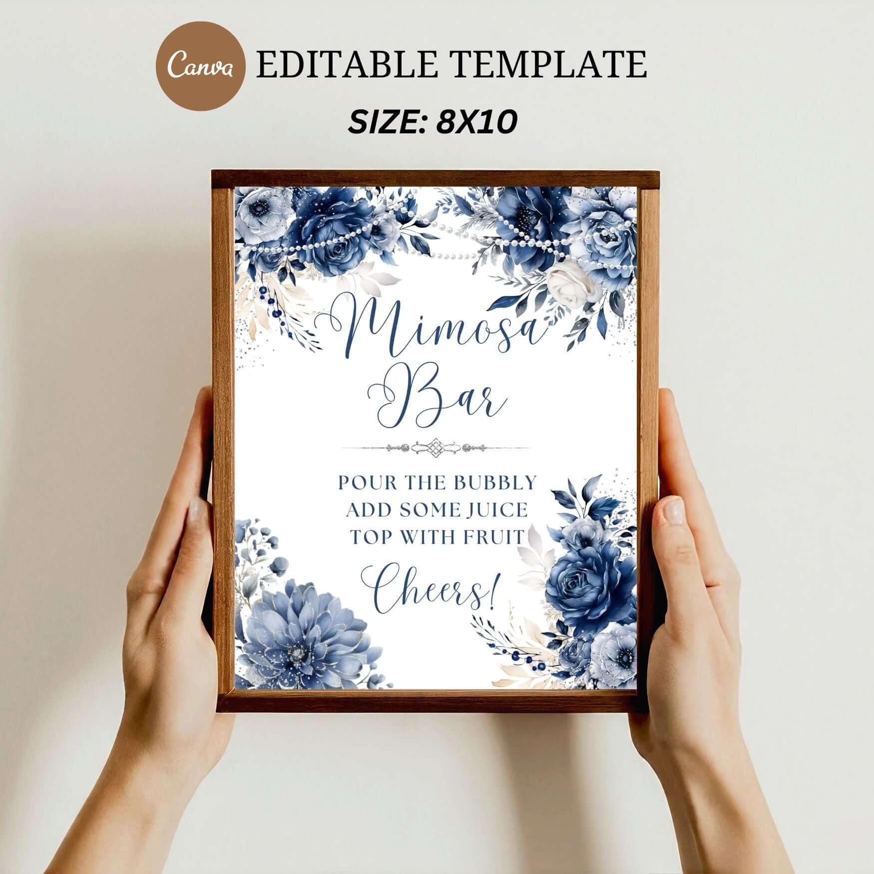 Blue Floral and Pearls Design, Mimosa Bar Postel