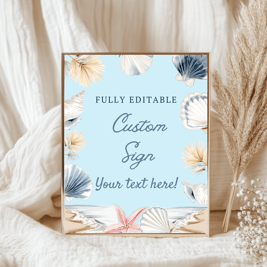 Editable Custom Sign Summer Beach Theme