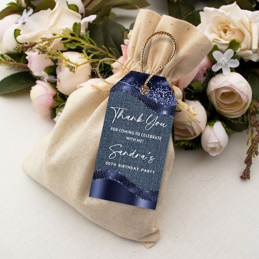 Denim Glitter Thank You Favor Tag Template