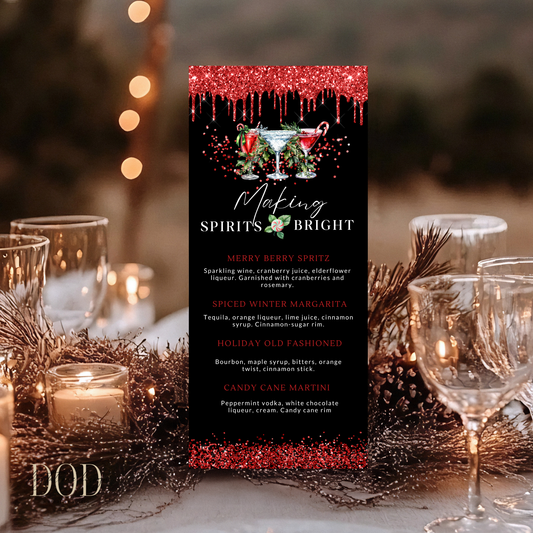 Making Spirits Bright Christmas Party Cocktail Menu