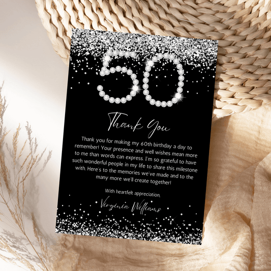 Luxury Diamonds 50th Thank you Card Template