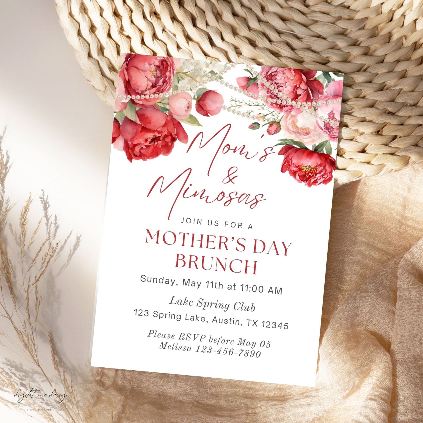 Celebrate Moms and Mimosas Editable Mother's Day Invite