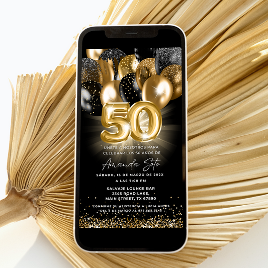 Electronic Spanish 50th Birthday Party Invitation template