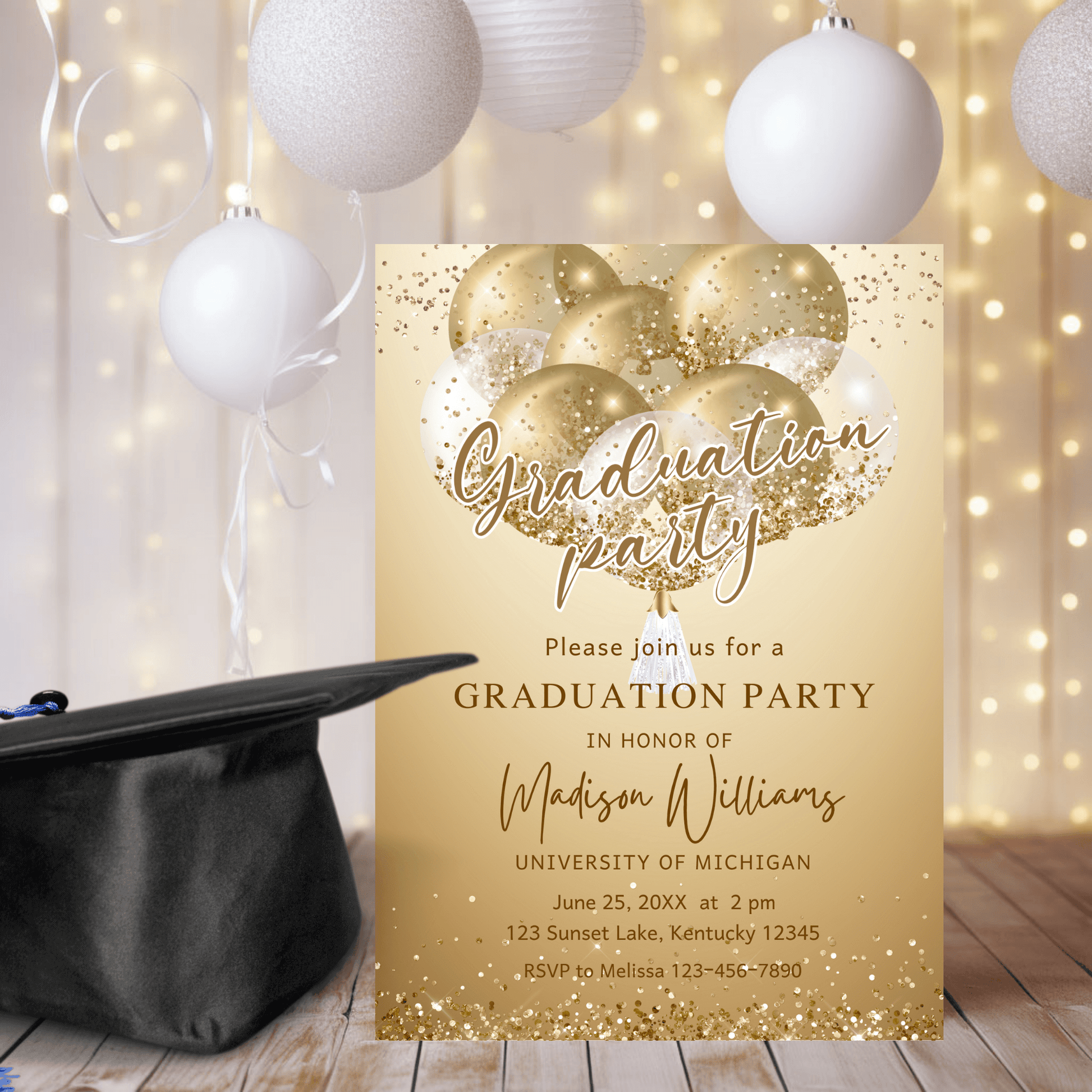 Elegant Graduation Party Invite template