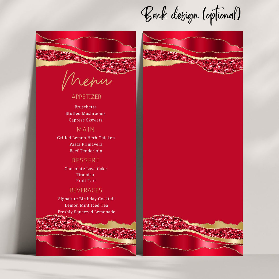 Event Menu Card Example Special Event Menu Card Template in Red and Gold – DigitalOneDesign