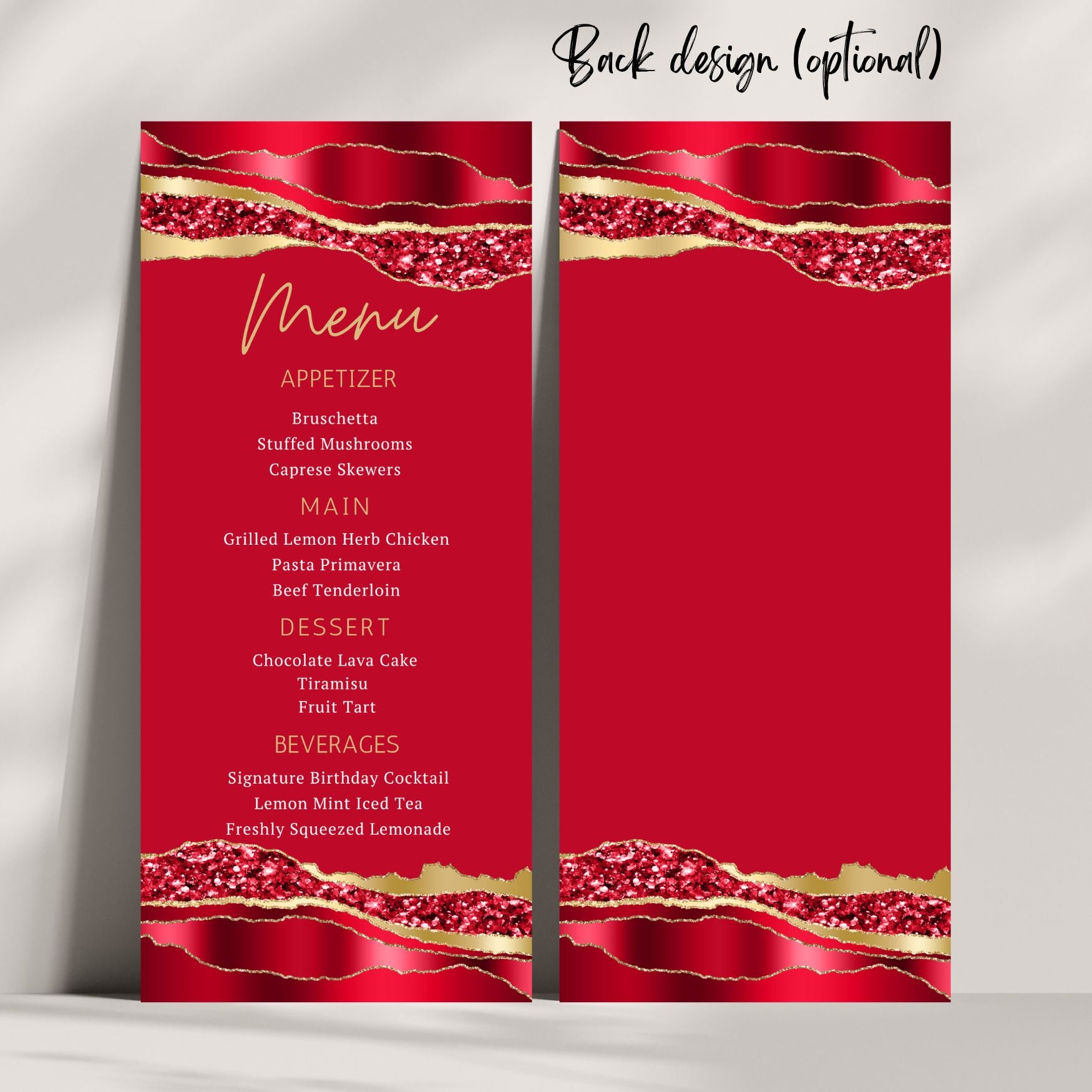 Special Event Menu Card Template in Red and Gold