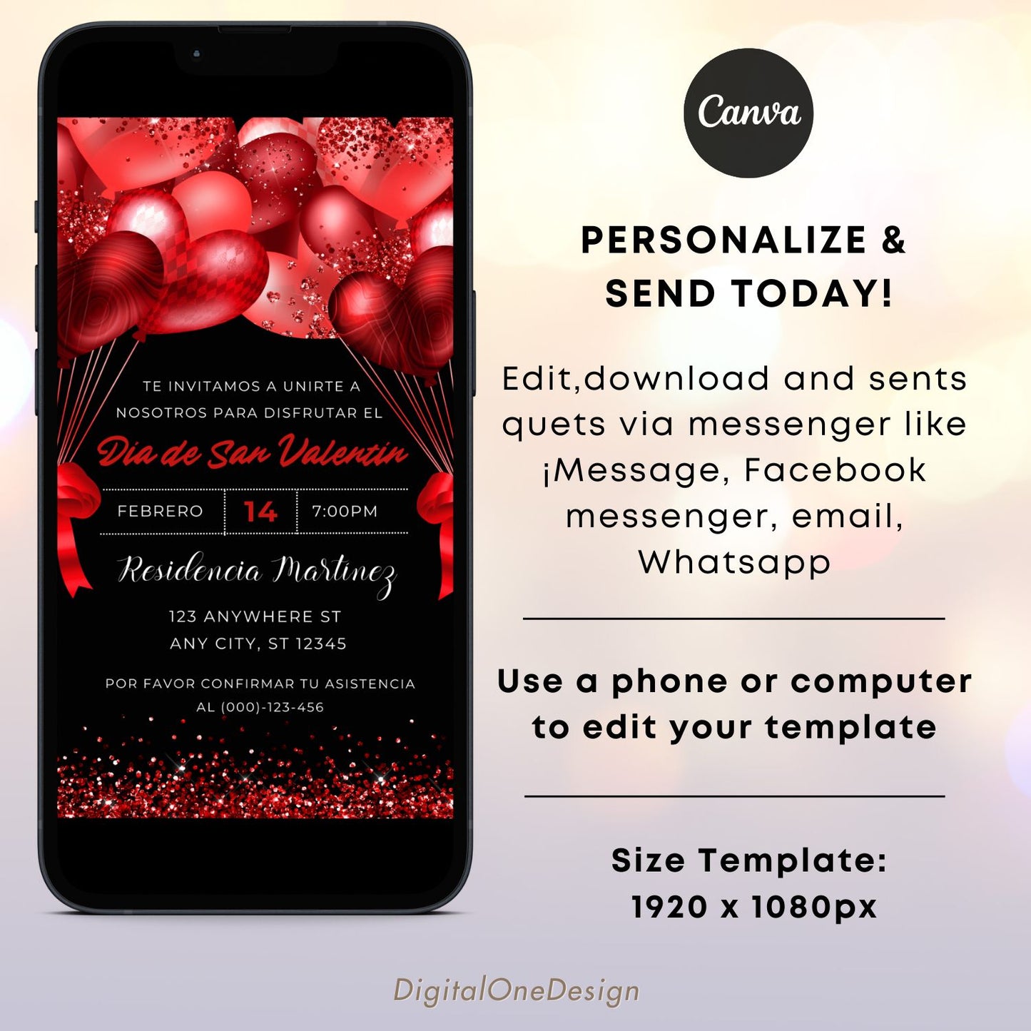 Spanish Valentines Day Party Invitation