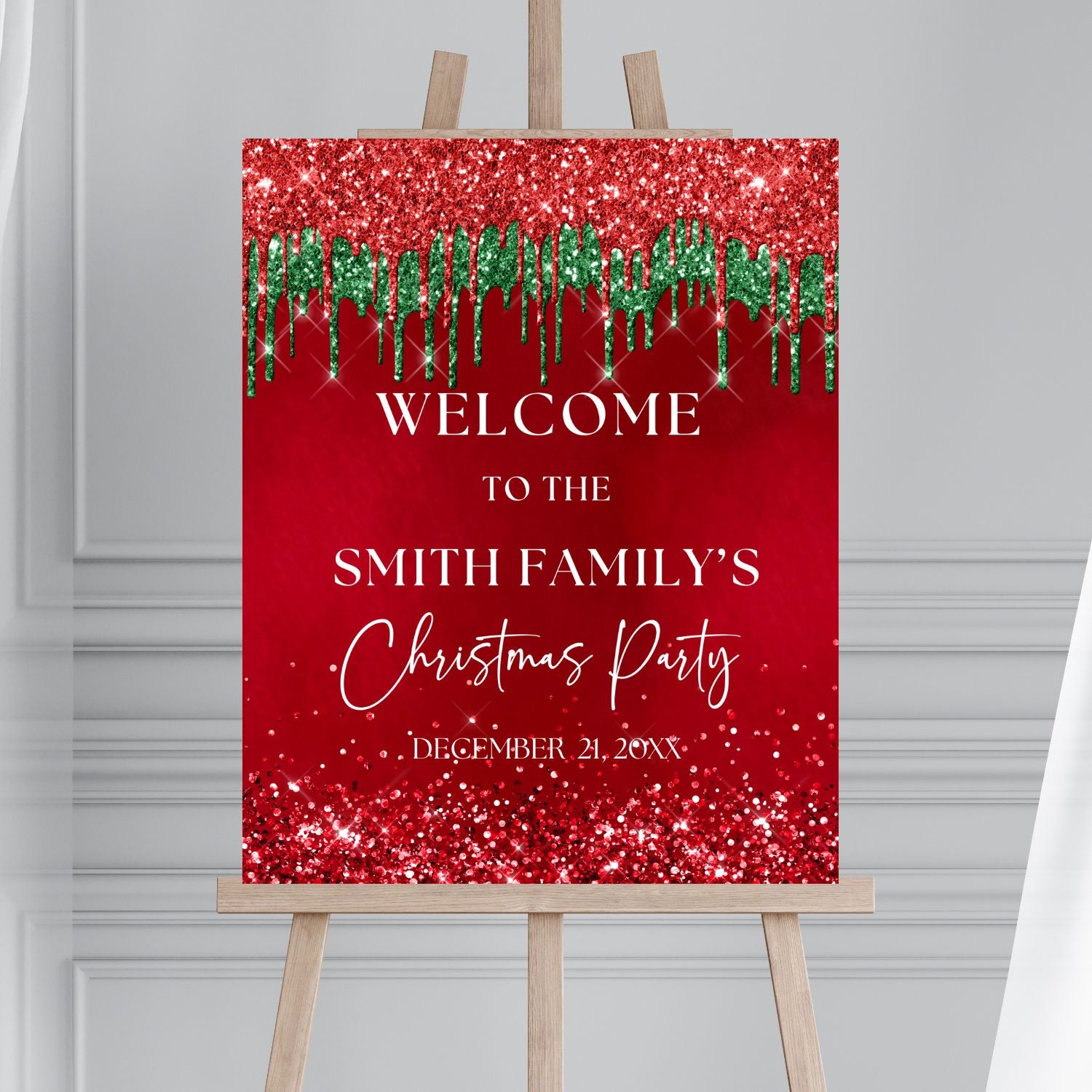 Christmas Drip Glitter Welcome sign template