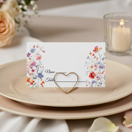 Elegant Colorful Wildflower Place Card Template