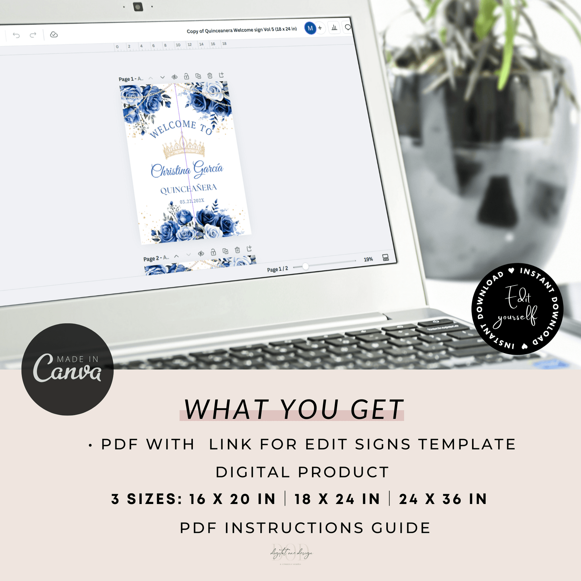 Editable Birthday Welcome sign Canva