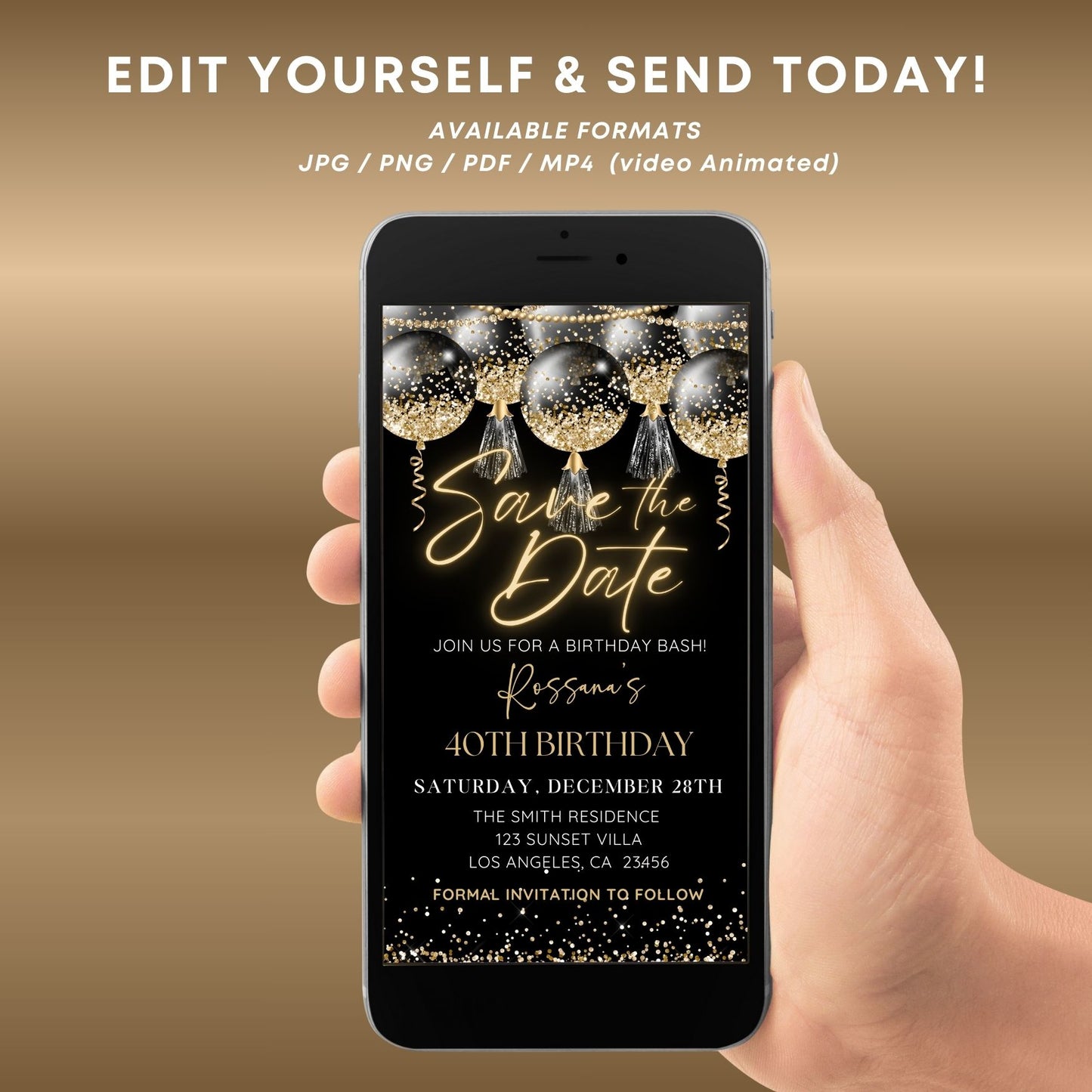 Digital Save The Date Birthday Invitation