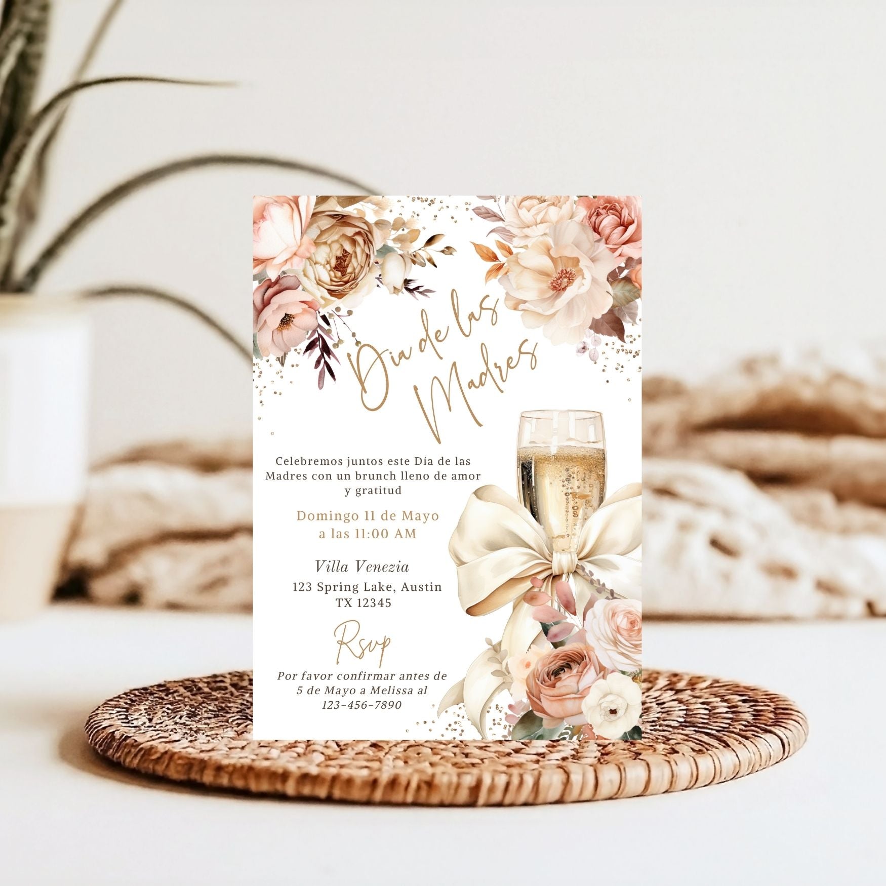 Elegant Spanish Mother's Day Brunch Invite