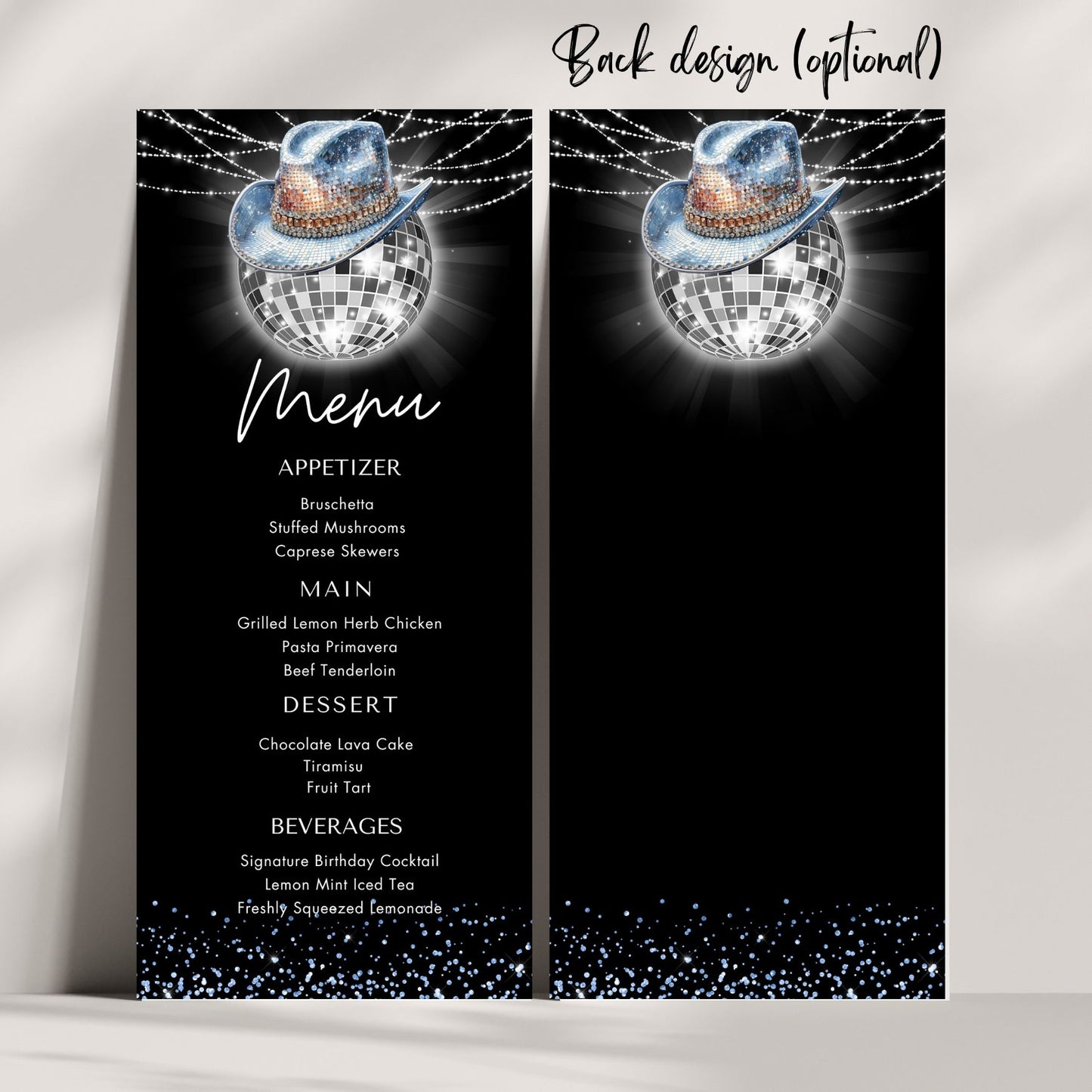 Western Disco Ball Menu Card Template