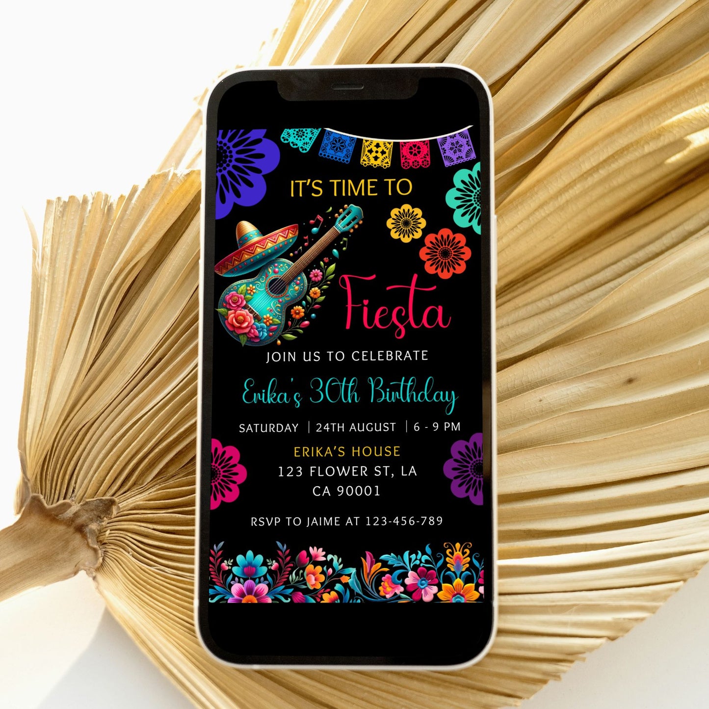 Editable Fiesta Birthday Invitation Template