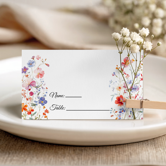 Elegant Colorful Wildflower Place Card Template