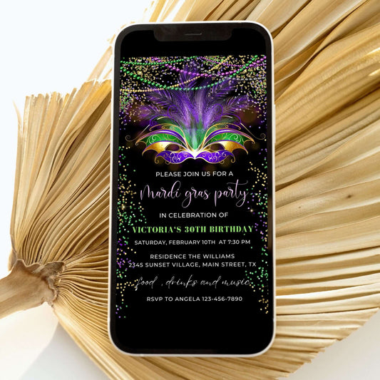 Mardi Gras Party Invitation template