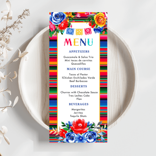 Editable Colorful Mexican Fiesta Menu Card 